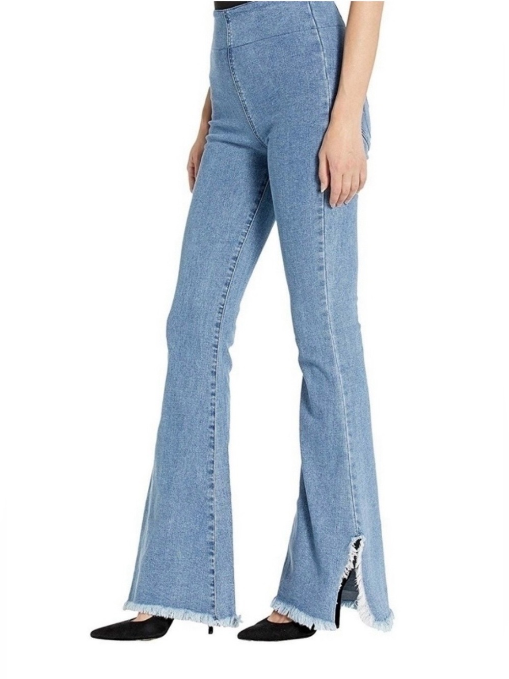 Mumu Blue Show Me Your Mumu Austin Pull On Flare Aqua Fria Jeans. Raw Hem. Sz S